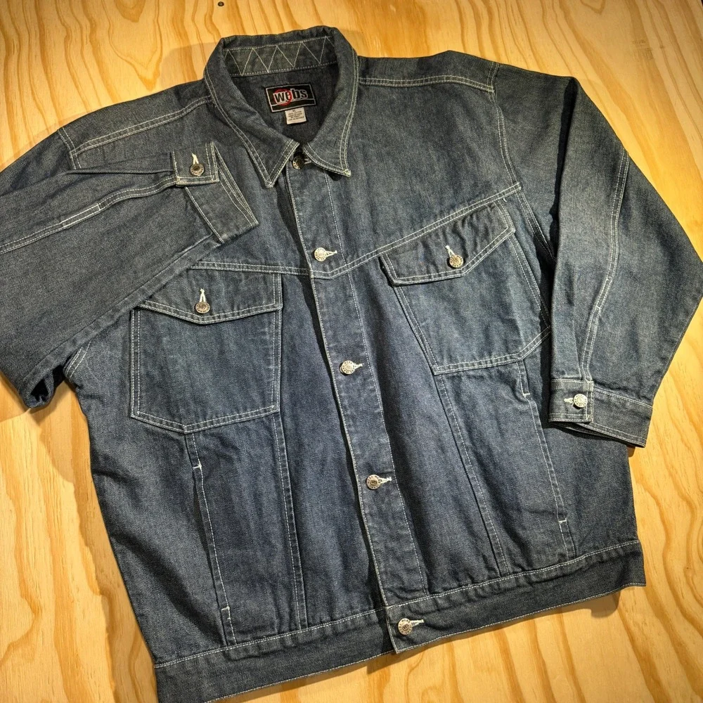 Webs Jeans Tech Men's XL Blue Denim Jacket Vintage Style Contrast Stitch Cotton